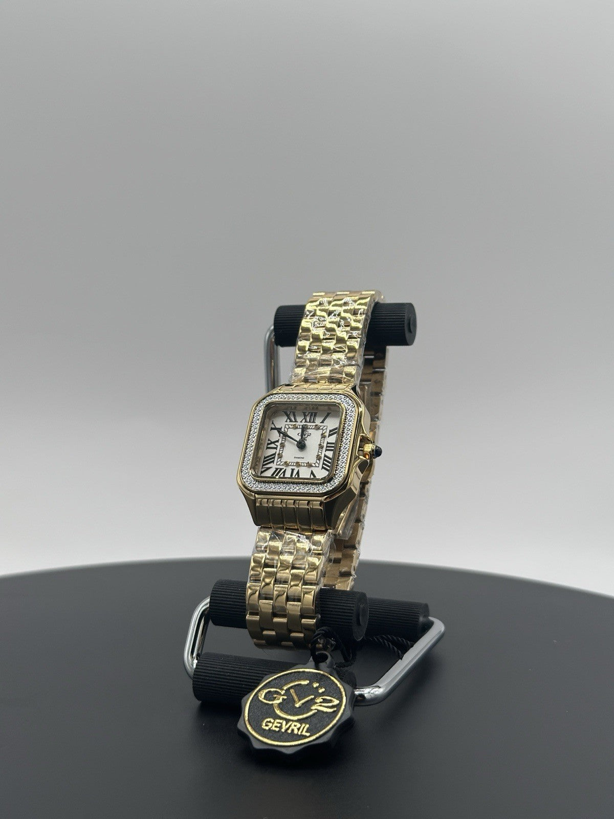 GV2 by Gevril Women's Milan 12112B Swiss Quartz IPYG Gold Steel Diamond Watch