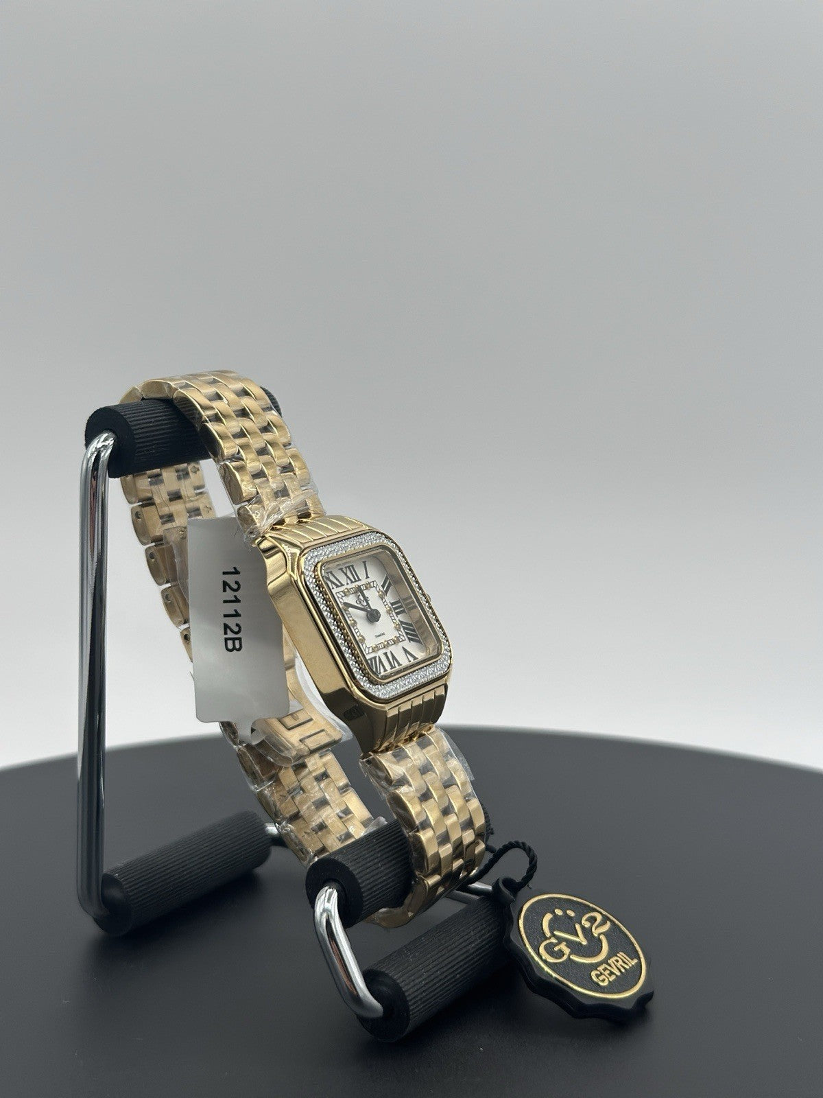 GV2 by Gevril Women's Milan 12112B Swiss Quartz IPYG Gold Steel Diamond Watch