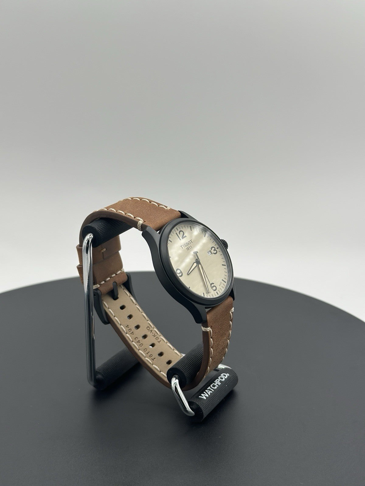 Tissot Mens Gent XL 316L 42mm Black Stainless Steel Case Brown Leather Strap