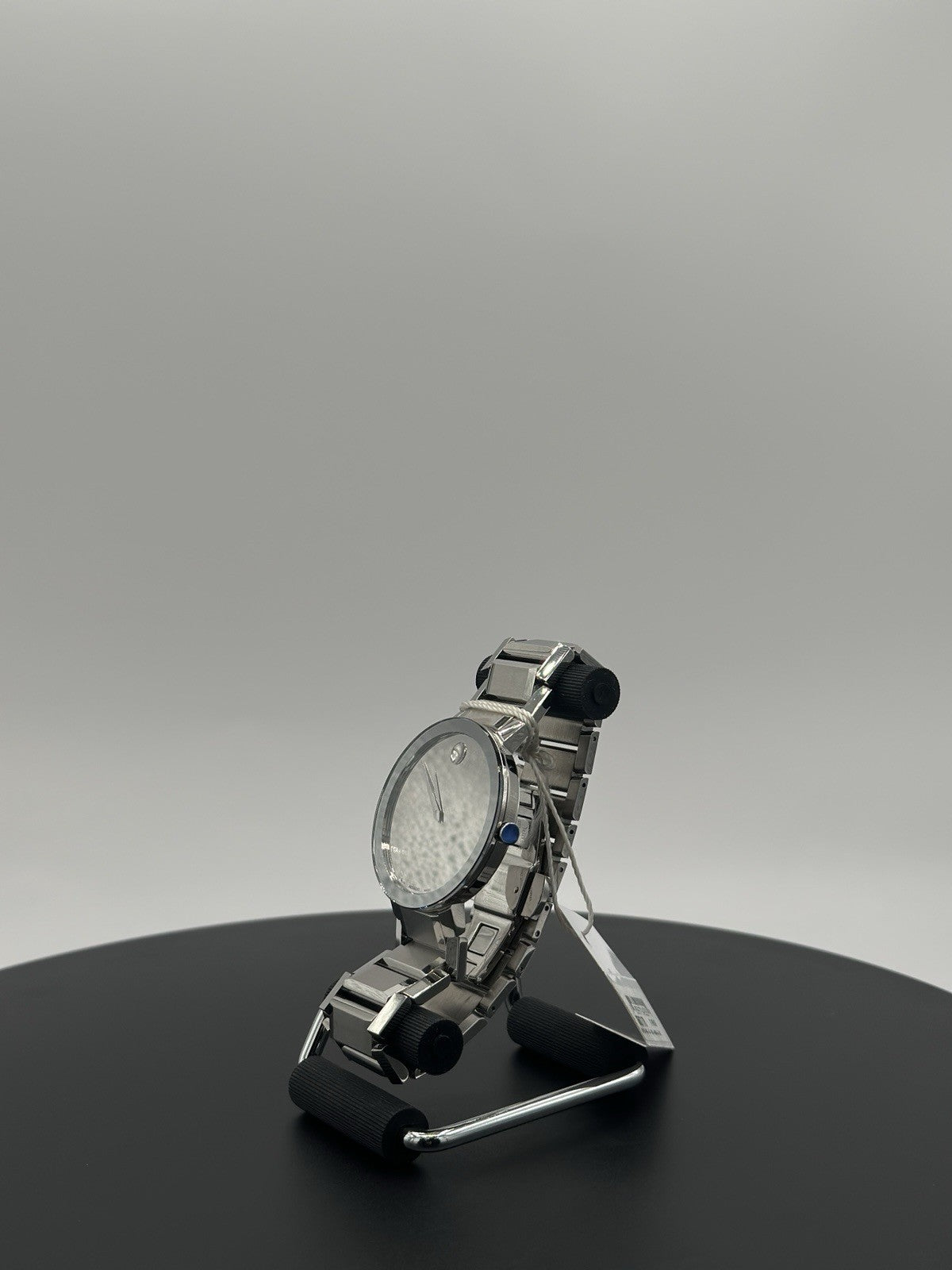 Movado Sapphire Silver Mirror Museum Dial Stainless Steel Men's Watch 0607178