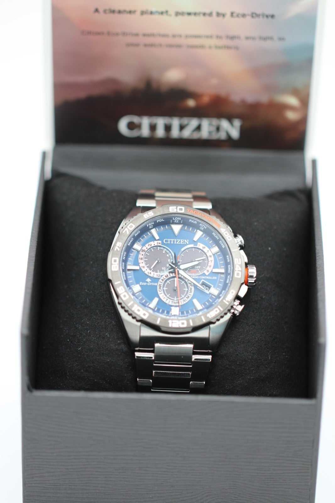 Citizen Eco-Drive CB5034-58L Men's 45mm Atomic S/Steel Chrono Watch