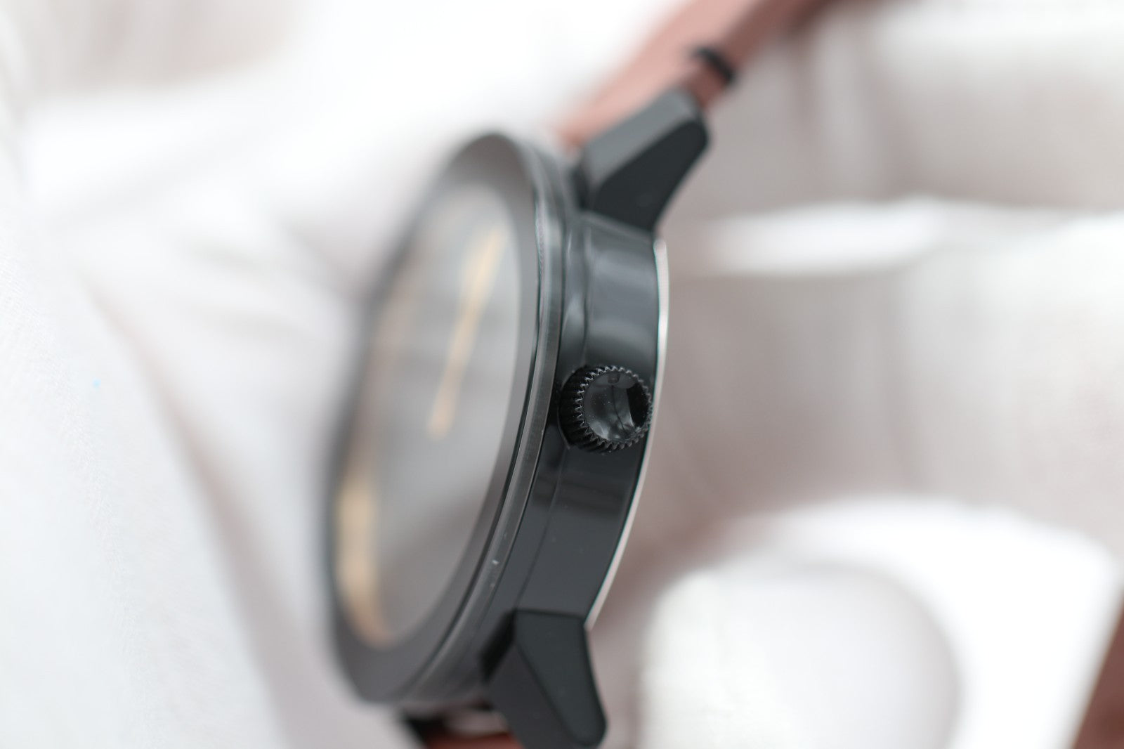 MOVADO BOLD 3600305 42mm Black Stainless Steel Case Brown Leather Band