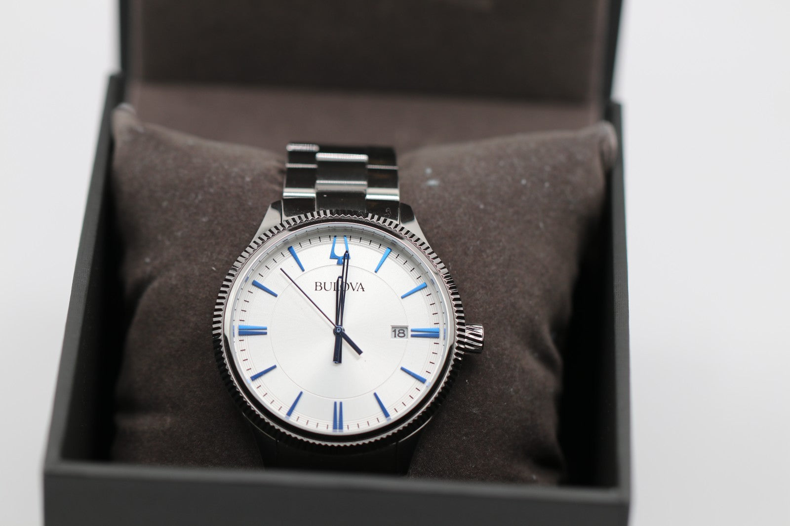 Bulova Men's Silver Dial Stainless Steel Quartz Watch 96B451