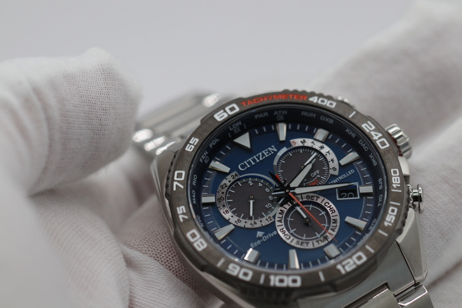 Citizen Eco-Drive CB5034-58L Men's 45mm Atomic S/Steel Chrono Watch