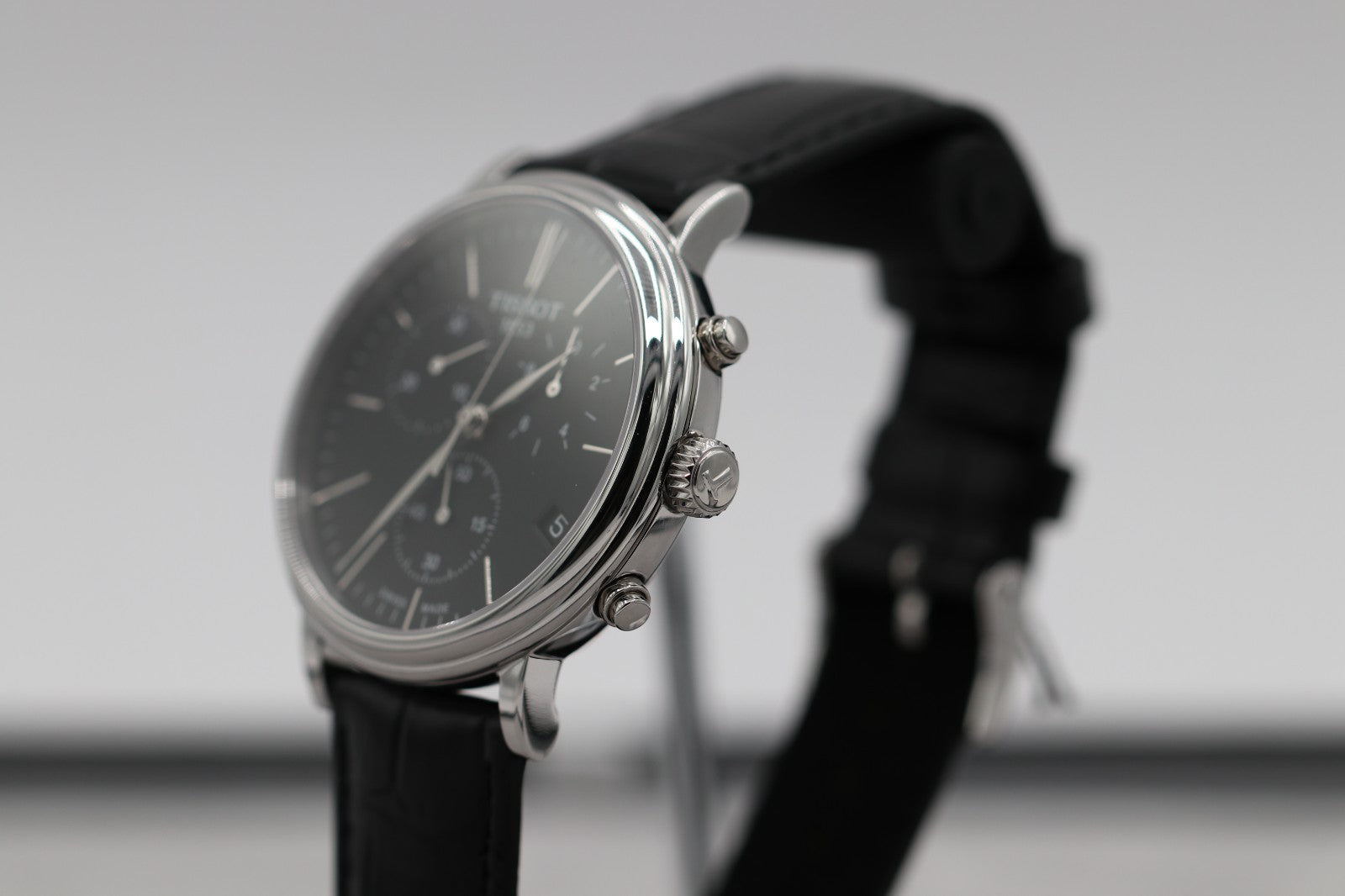New Tissot Carson Premium Black Dial Leather 41m Mens Watch T1224171605100