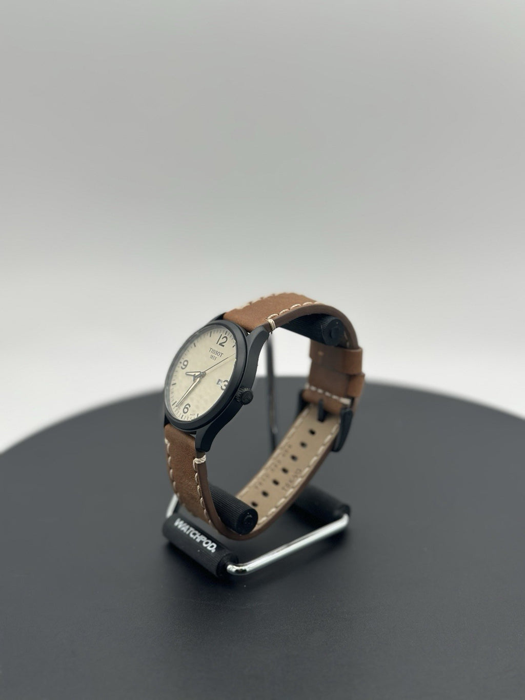 Tissot Mens Gent XL 316L 42mm Black Stainless Steel Case Brown Leather Strap