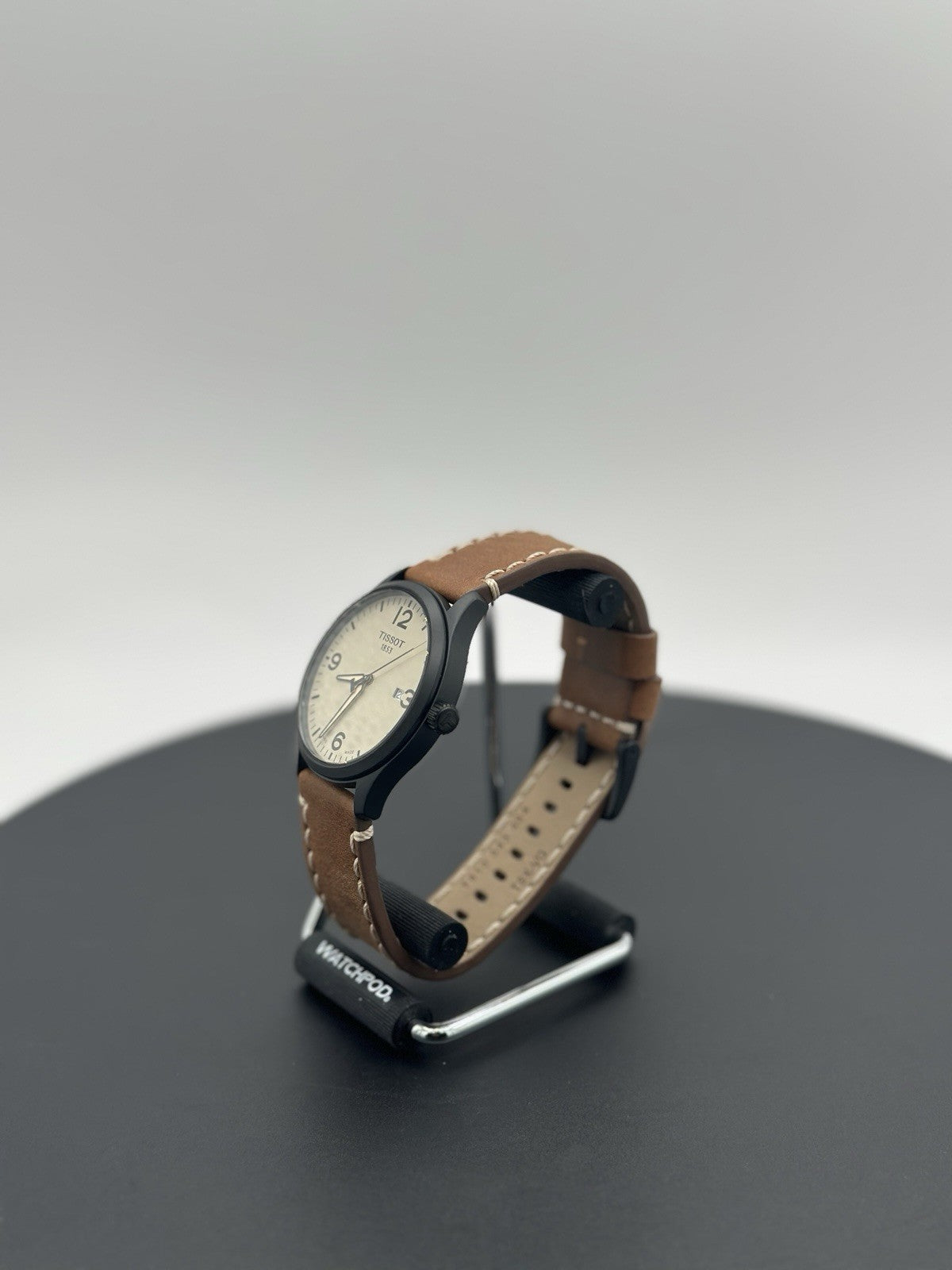 Tissot Mens Gent XL 316L 42mm Black Stainless Steel Case Brown Leather Strap