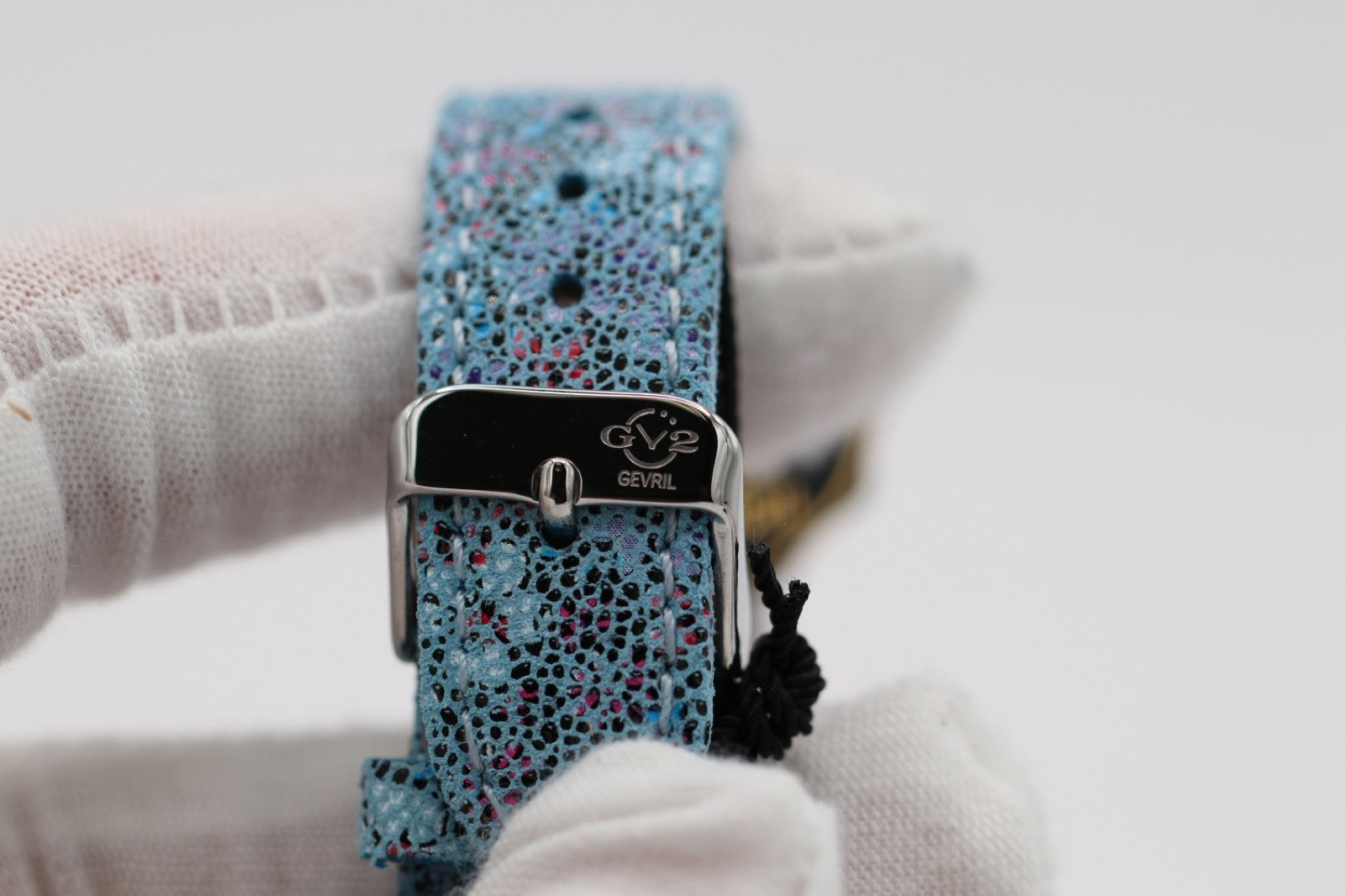 GV2 by Gevril Women's 12309F Padova Floral Blue MOP Dial Swiss Quartz Watch