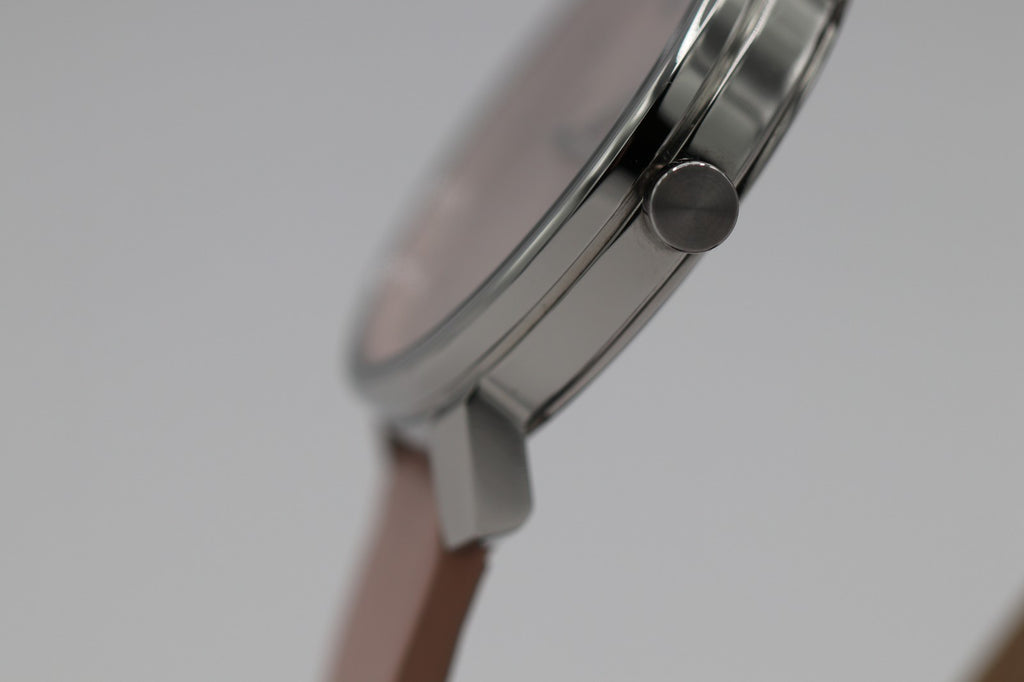 Movado Bold Access Quartz Pink Dial Leather Strap Ladies Watch 3601162