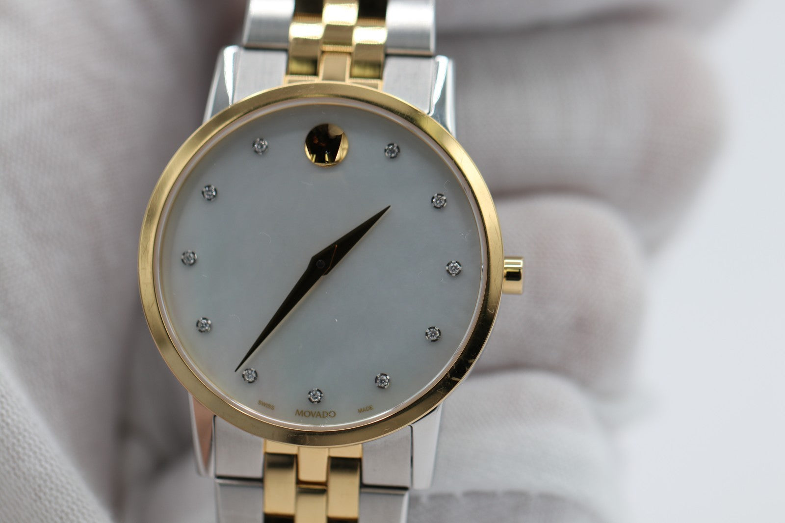 Movado Women's Watch 0607630 Mother of Pearl Diamond Swiss Quartz Two Tone Steel