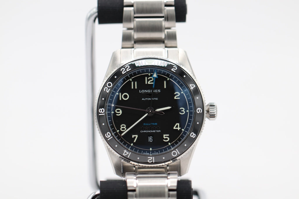 Longines Spirit Zulu Time 42mm Black Dial Steel Men's Watch L38124536