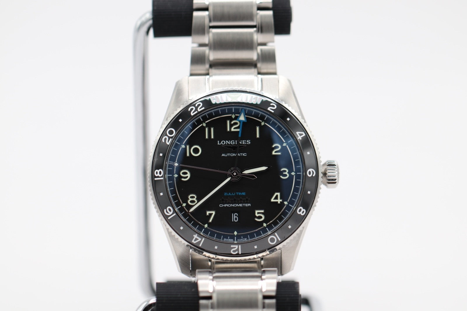 Longines Spirit Zulu Time 42mm Black Dial Steel Men's Watch L38124536