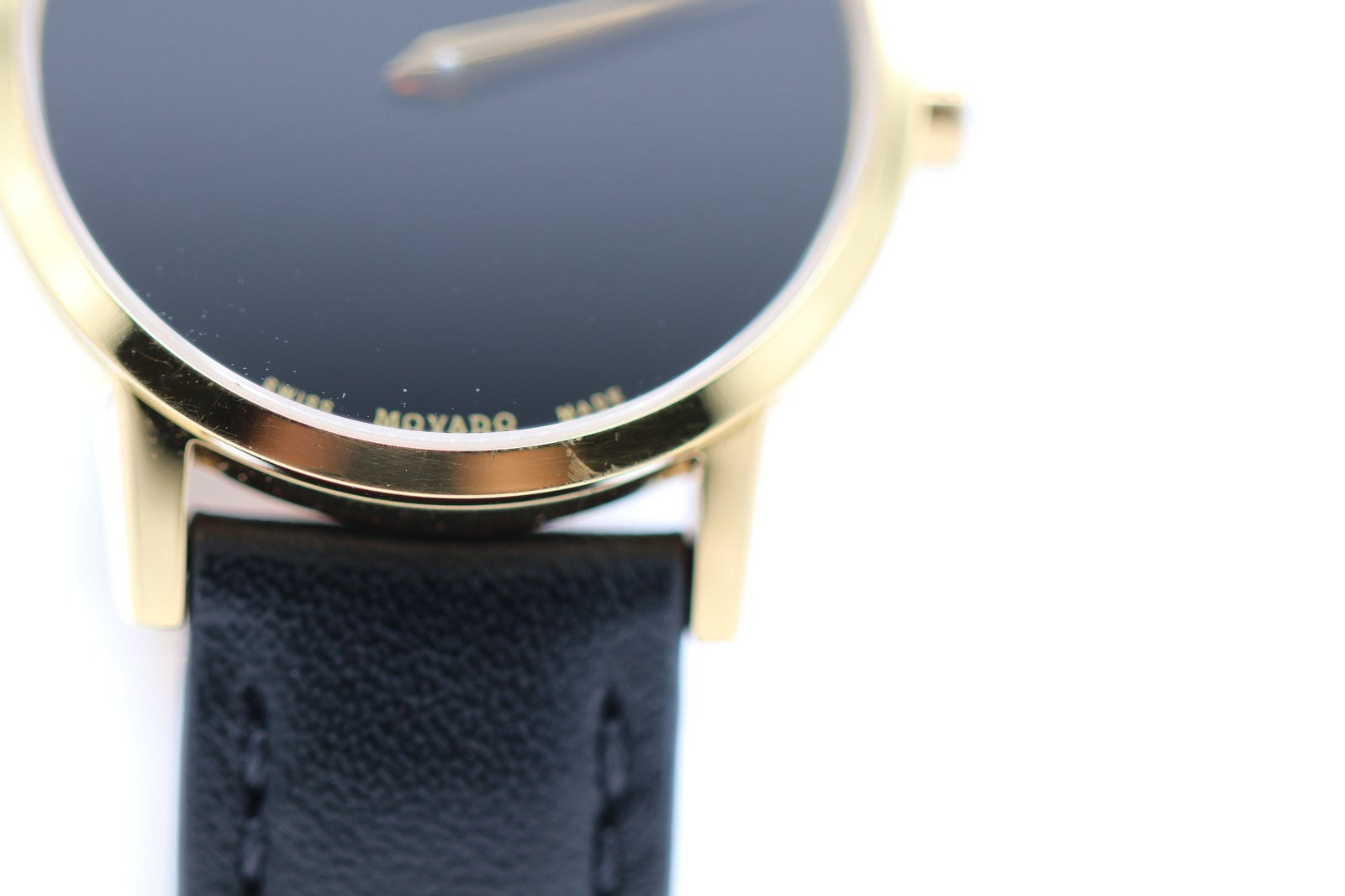 Movado Women's Watch 0607275 Swiss Quartz Gold Museum Black Dial Leather Band