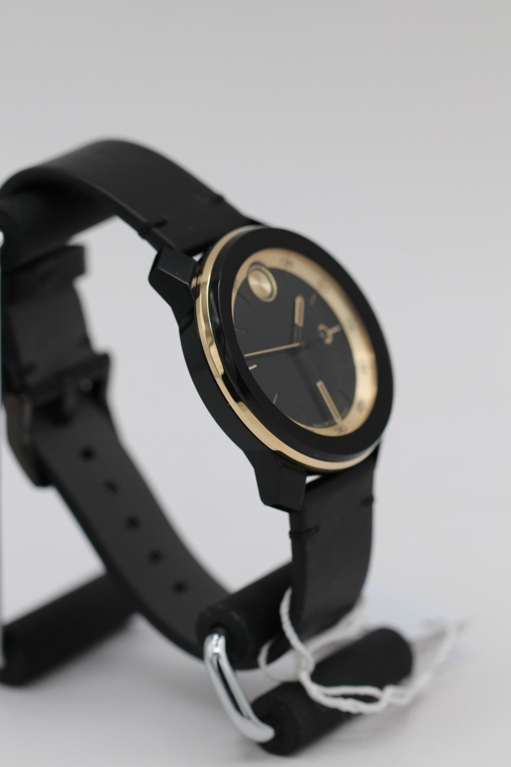 Movado Bold TR90 SWISS Quartz Black Dial Leather Strap Men's Watch 3601130