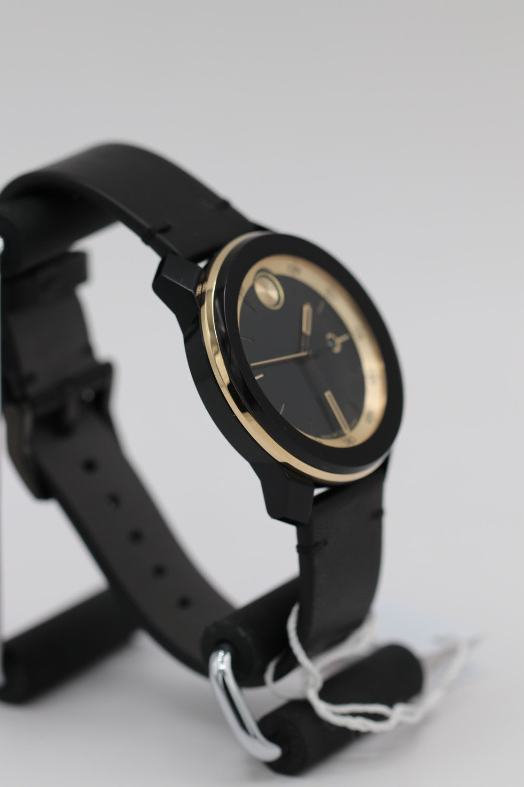 Movado Bold TR90 SWISS Quartz Black Dial Leather Strap Men's Watch 3601130
