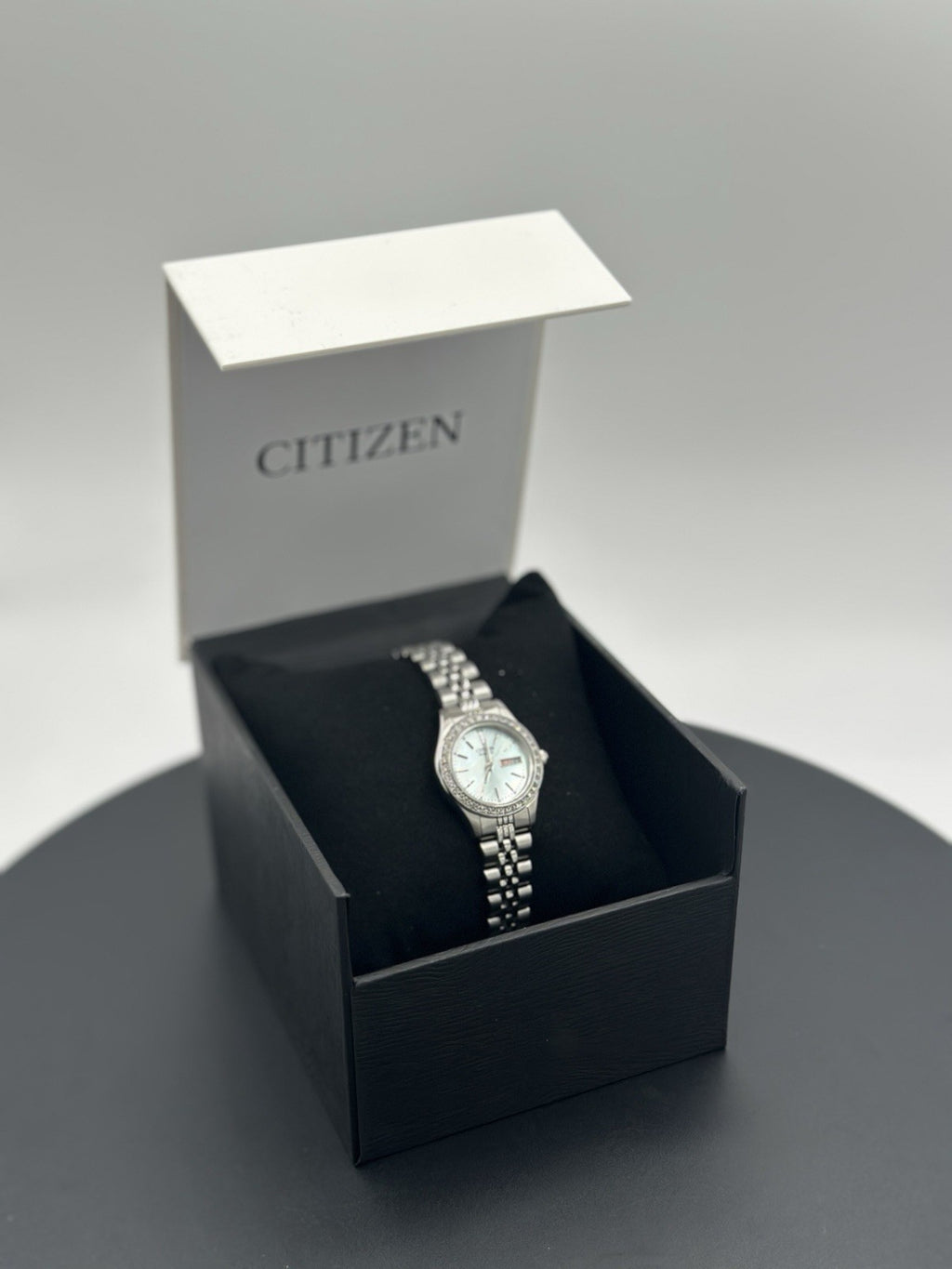 Citizen Quartz  EQ0530-51N Pearl Blue Dial Ladies Watch Women's Crystal Accented