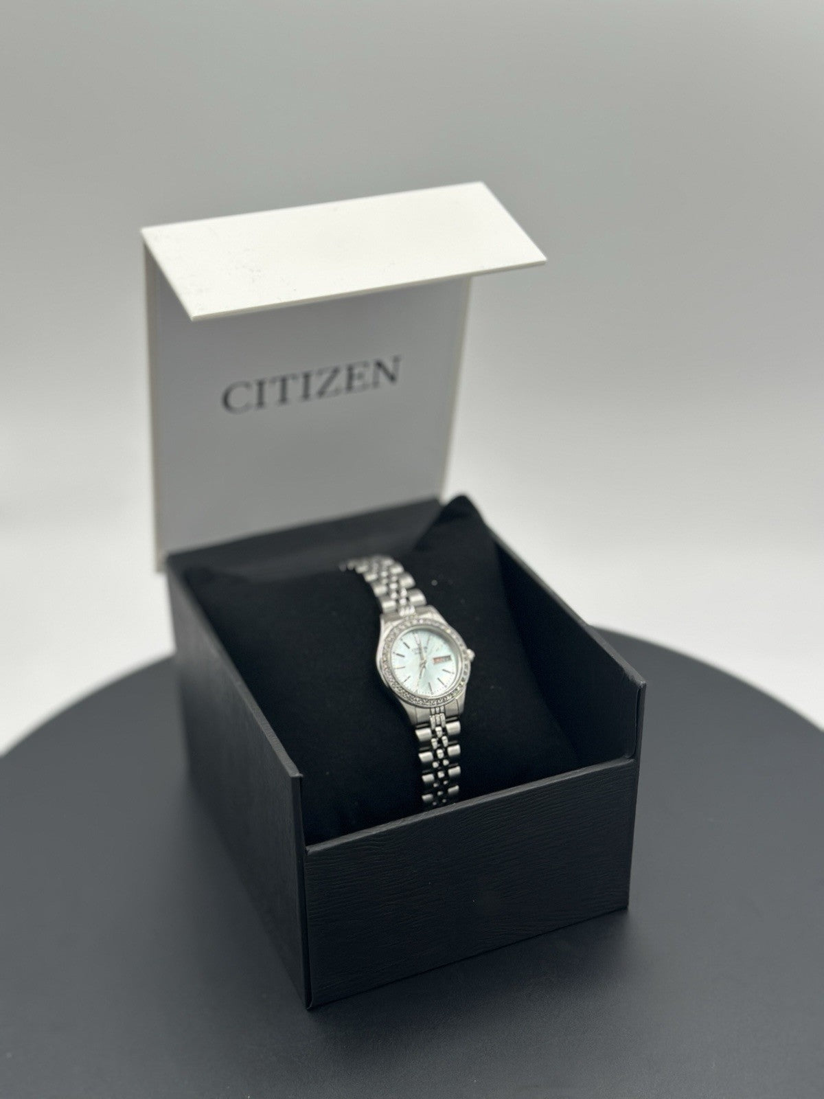 Citizen Quartz  EQ0530-51N Pearl Blue Dial Ladies Watch Women's Crystal Accented