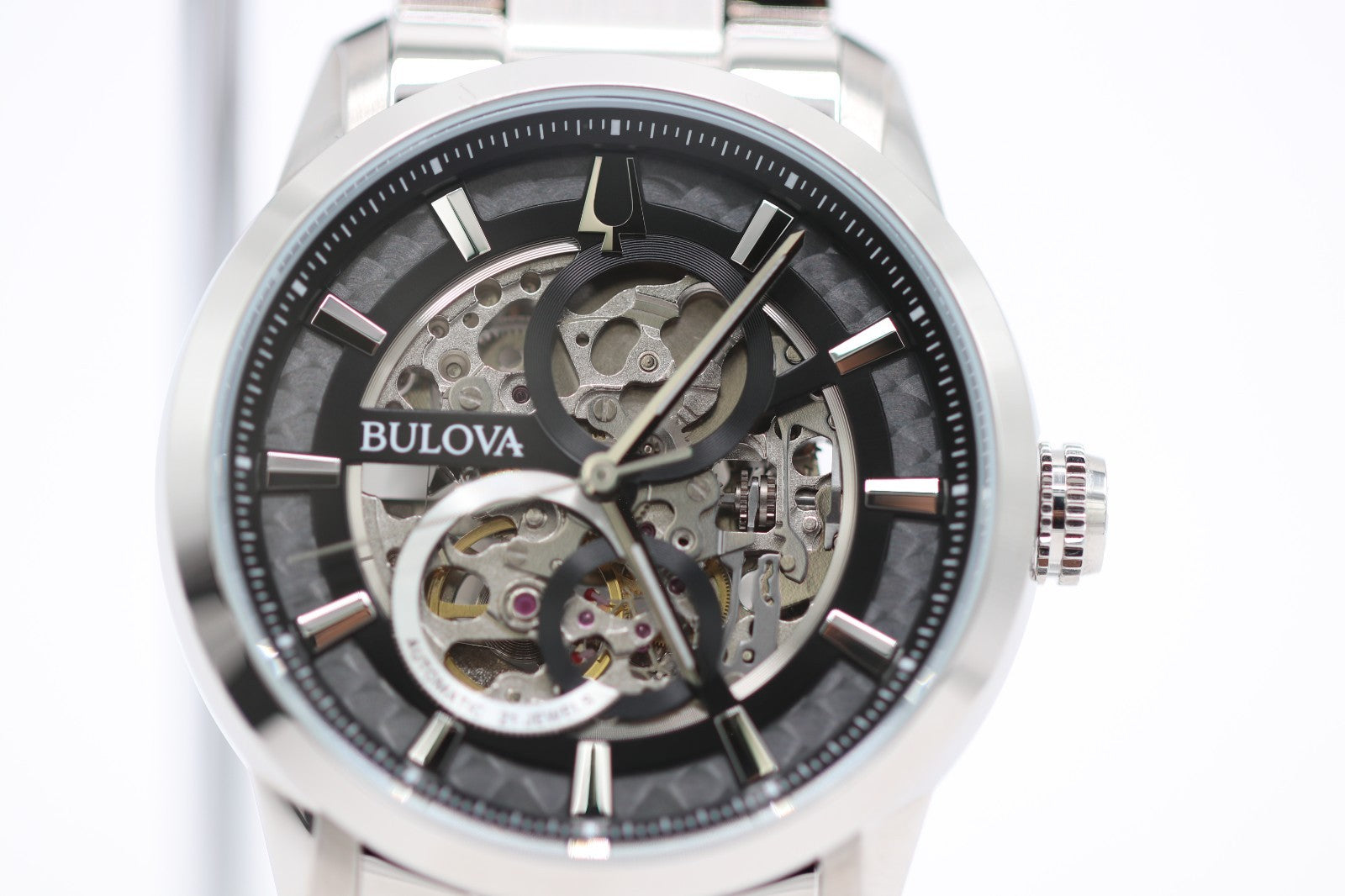Bulova Classic BUL 96A208 Automatic SS Skeleton 21 Jewels Men's Watch