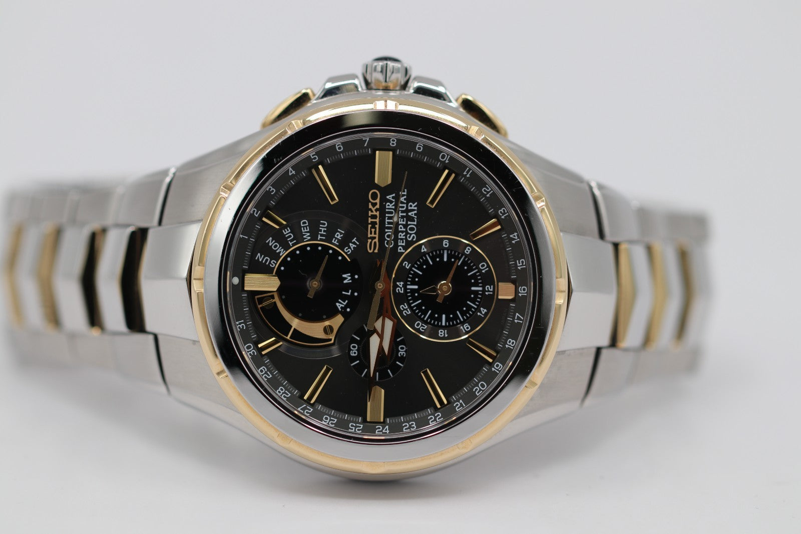 Men's Seiko Coutura Perpetual Chronograph Two Tone Watch SSC376