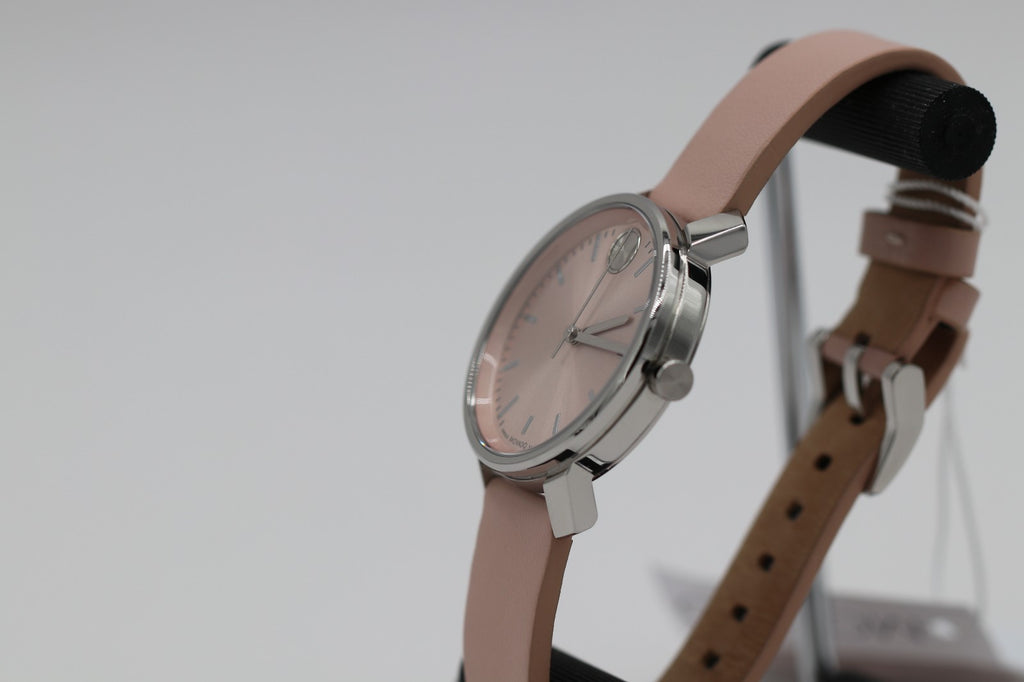 Movado Bold Access Quartz Pink Dial Leather Strap Ladies Watch 3601162
