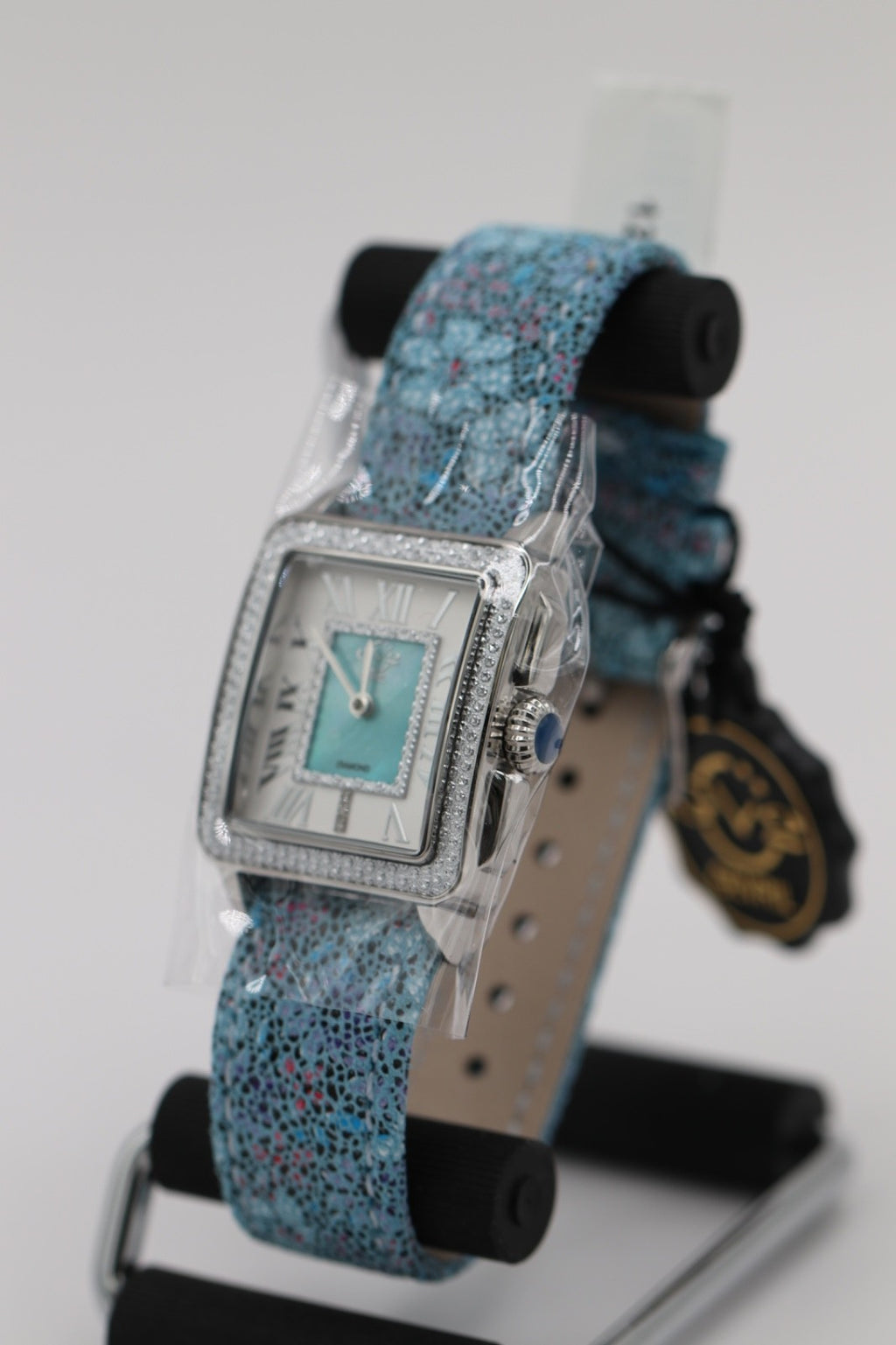 GV2 by Gevril Women's 12309F Padova Floral Blue MOP Dial Swiss Quartz Watch