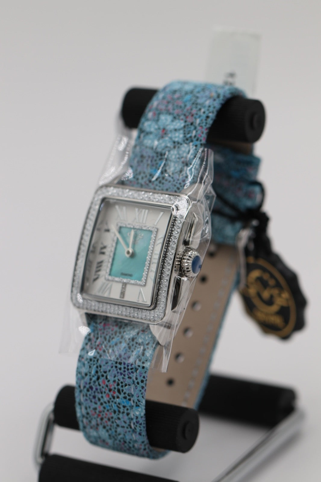 GV2 by Gevril Women's 12309F Padova Floral Blue MOP Dial Swiss Quartz Watch