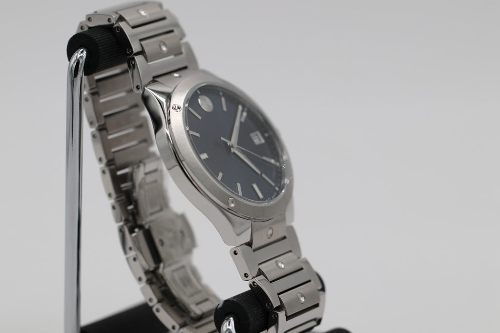 Movado S.E. Dot Accent Bracelet Watch 41mm in Silver tone Blue dial 607513 $1300