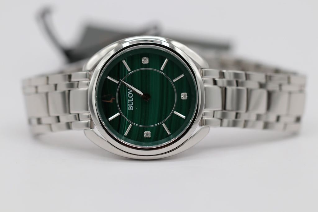 Bulova 96P256  Classic Diamond Malachite Stainless Steel Quartz Ladies Watch