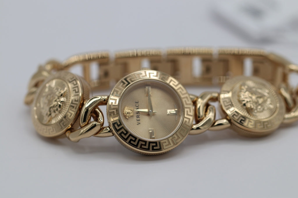 Versace Womens Stud Icon Gold 26mm Bracelet Fashion Watch