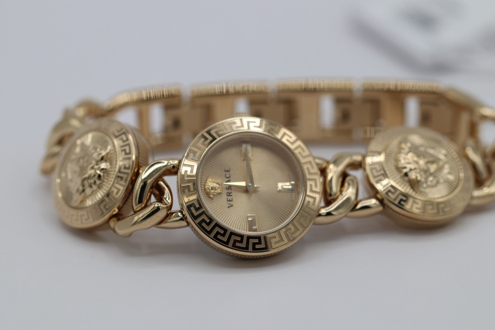 Versace Womens Stud Icon Gold 26mm Bracelet Fashion Watch