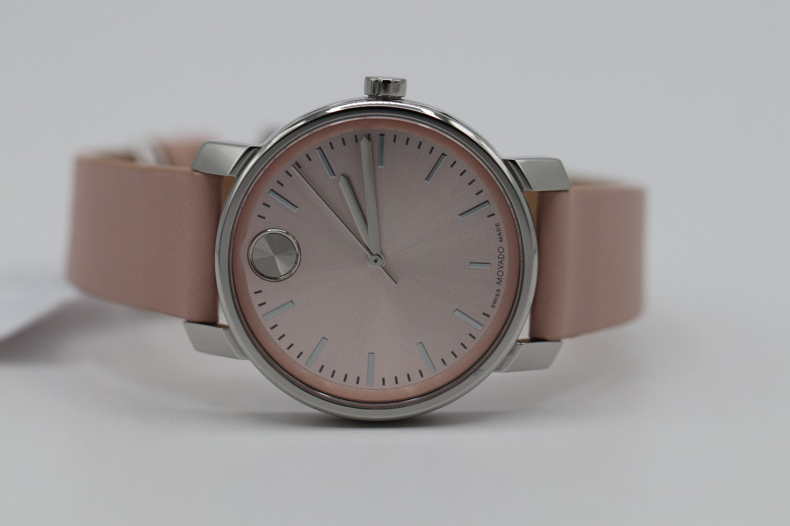 Movado Bold Access Quartz Pink Dial Leather Strap Ladies Watch 3601162