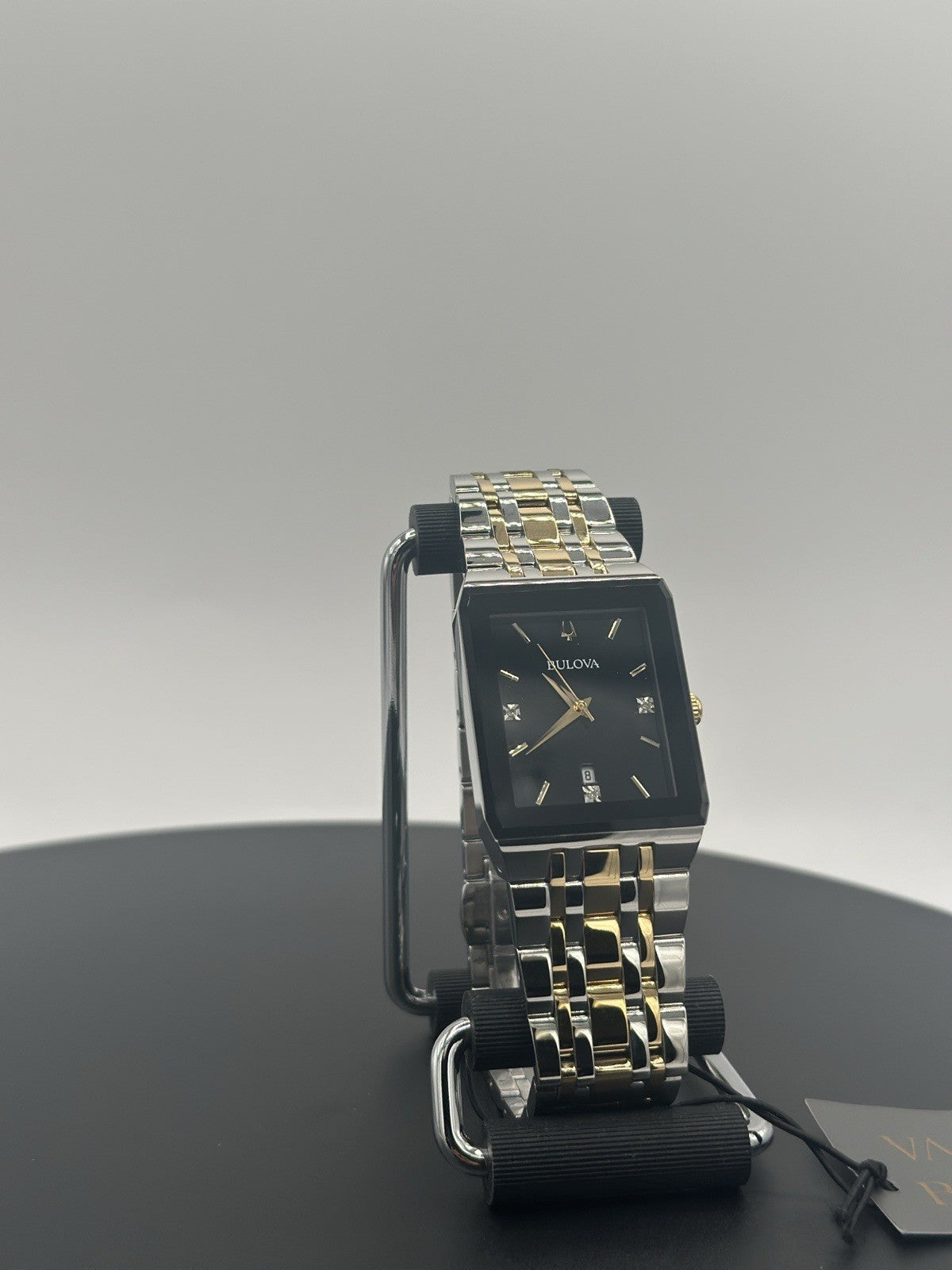 BULOVA 98D153 Diamond Stainless Steel Gold & Silver Tone Date Men's Watch