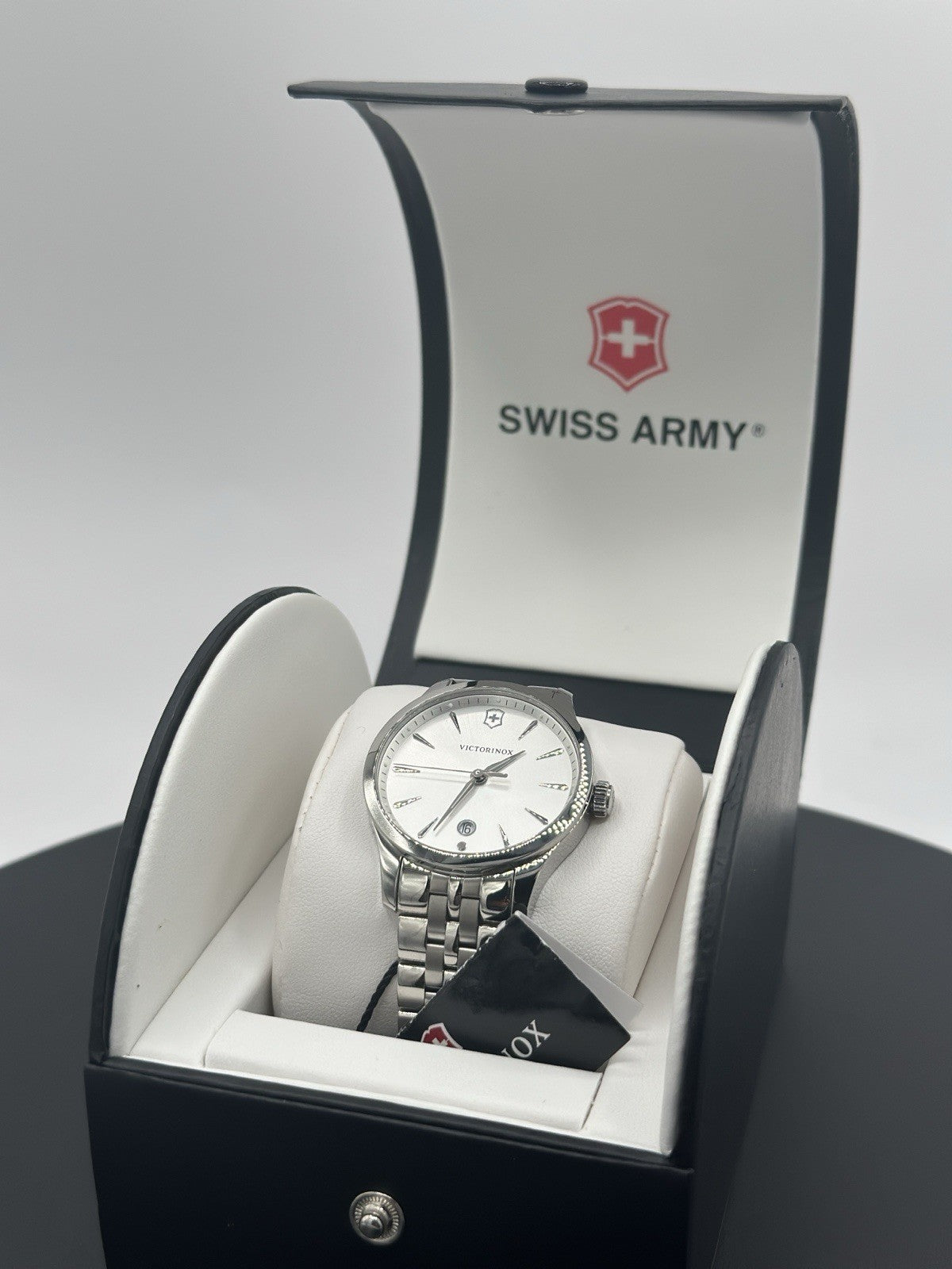 Victorinox Swiss Army Alliance Watch Women 35mm Silver Dial Steel Date Round