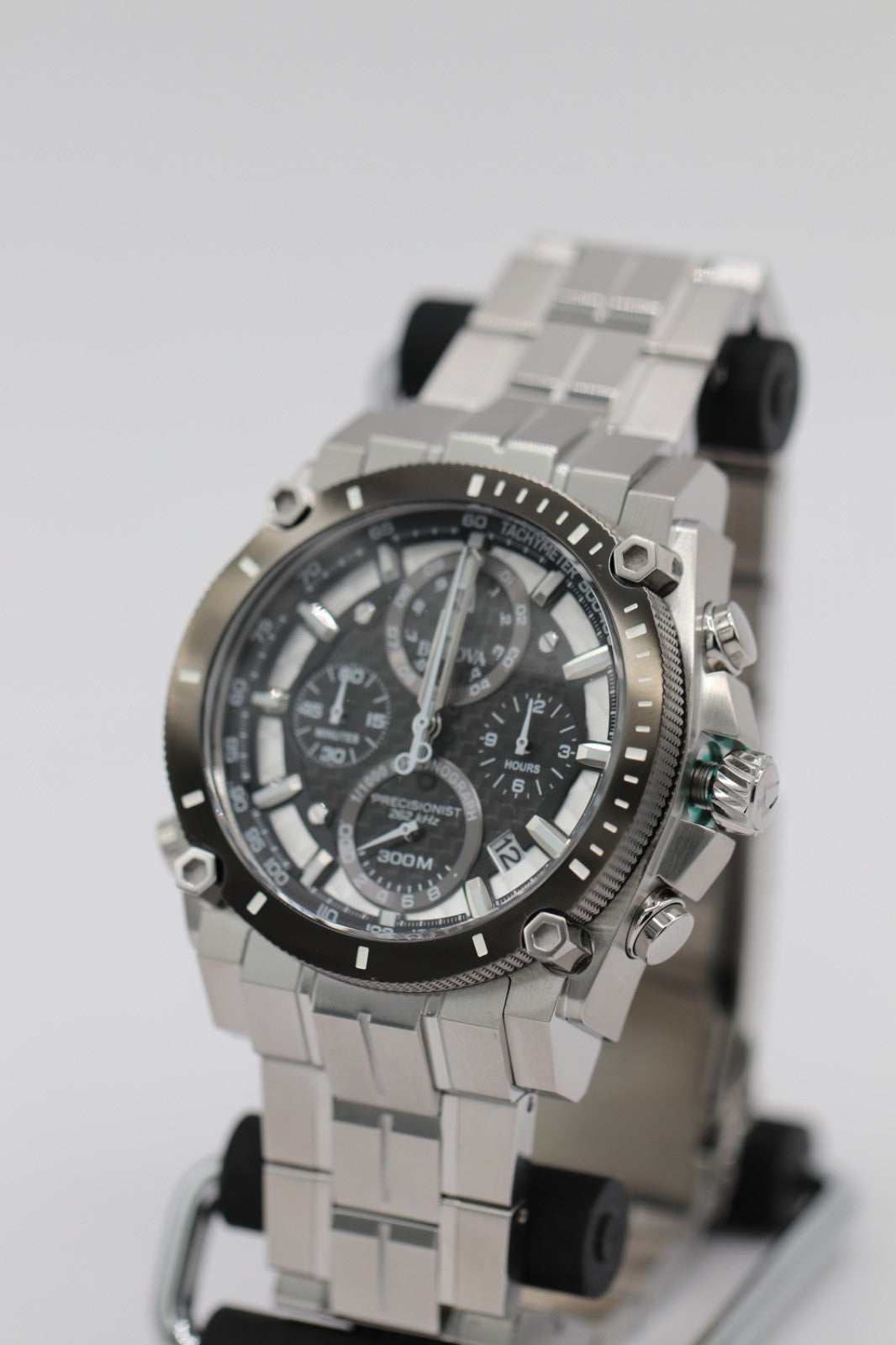 Bulova Precisionist Men's Chronograph Calendar Quartz Silver Watch 46 MM 98B405