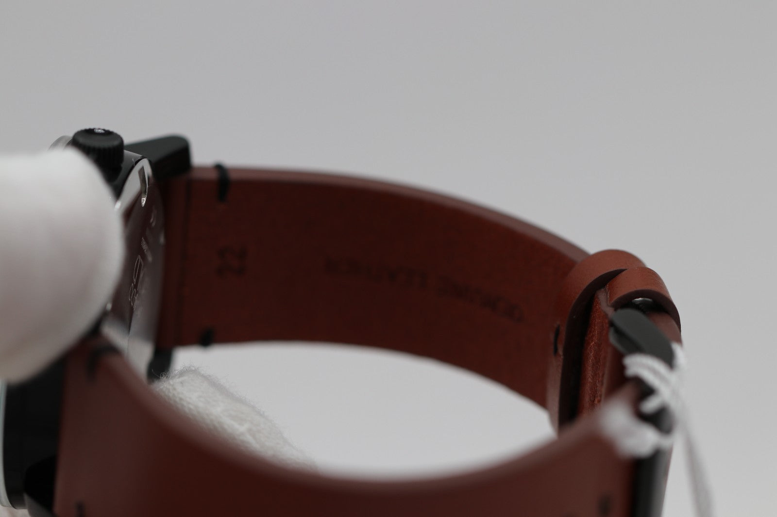 MOVADO BOLD 3600305 42mm Black Stainless Steel Case Brown Leather Band