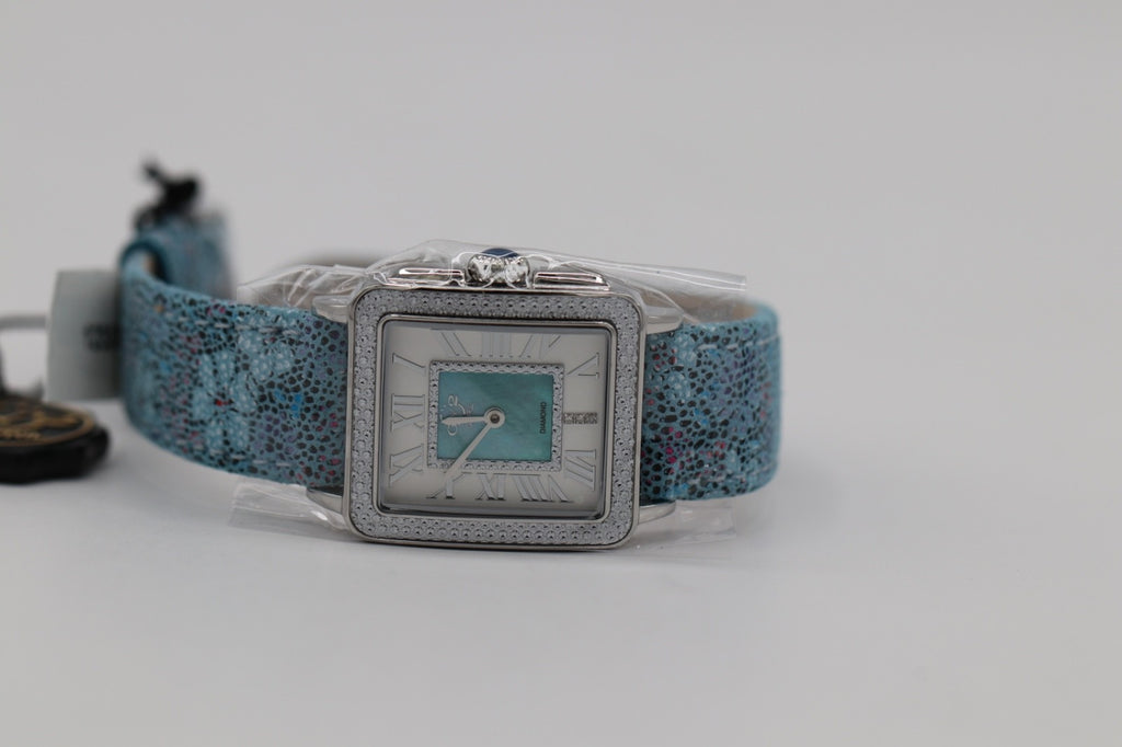 GV2 by Gevril Women's 12309F Padova Floral Blue MOP Dial Swiss Quartz Watch