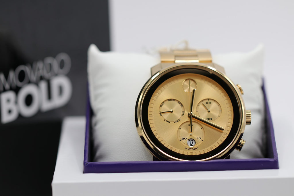 Movado Bold Gold Chronograph Dial Men's Watch 3600485