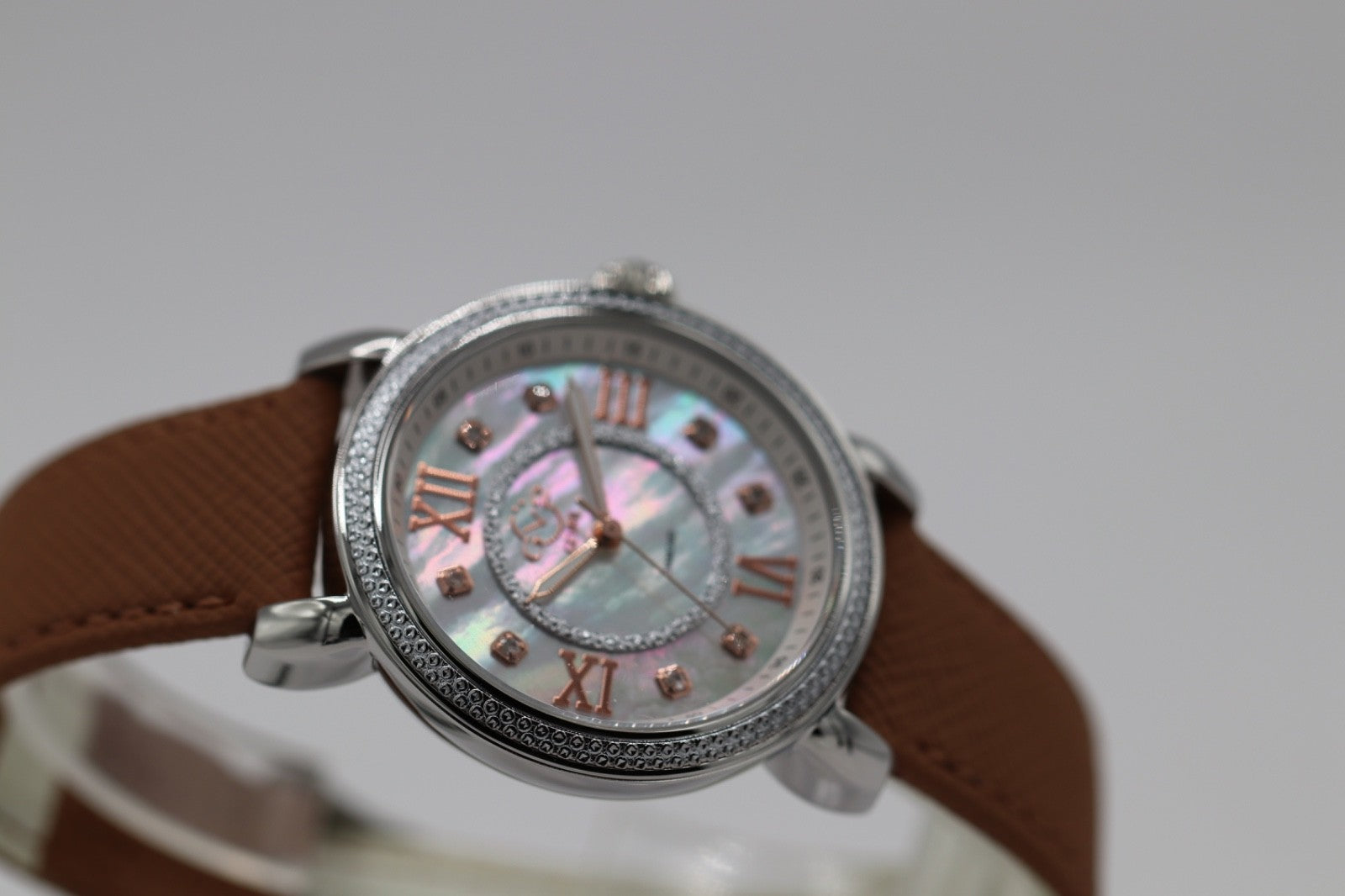 GV2 by Gevril Women's 9860-V2 Marsala Vegan MOP Dial Swiss Quartz Diamond Watch