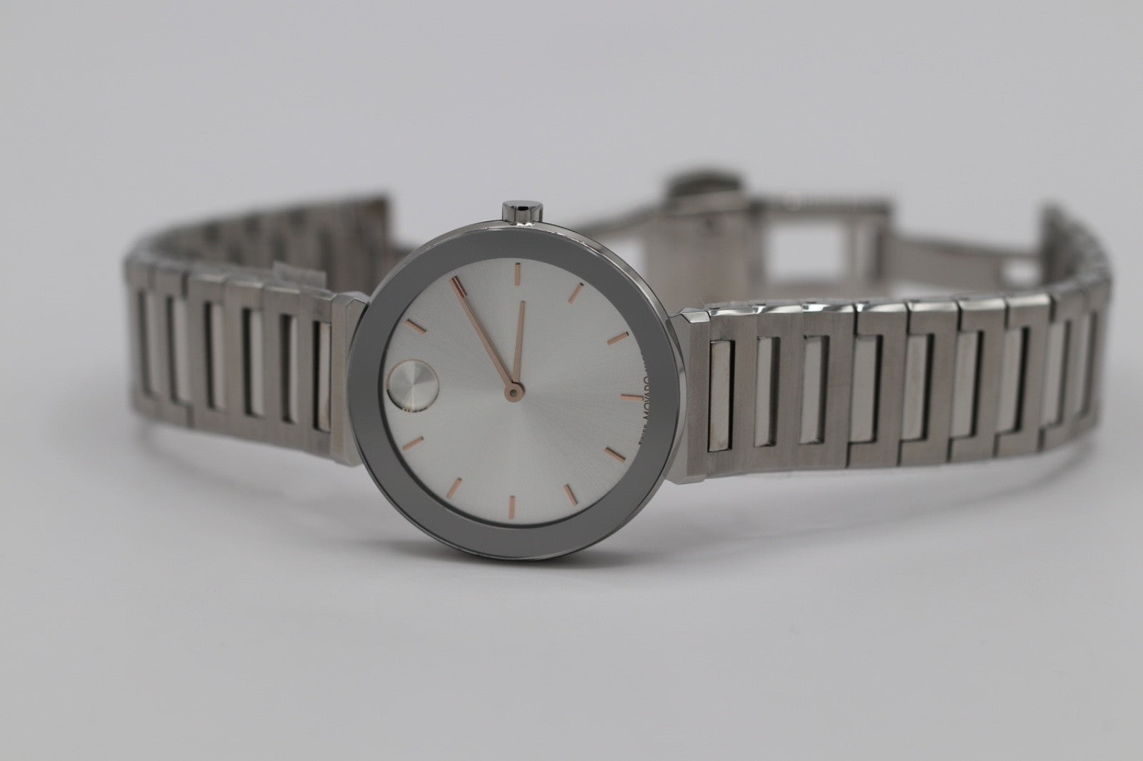 NEW Movado BOLD Horizon 3601090 Silver Dial Stainless Steel 34MM Ladies Watch