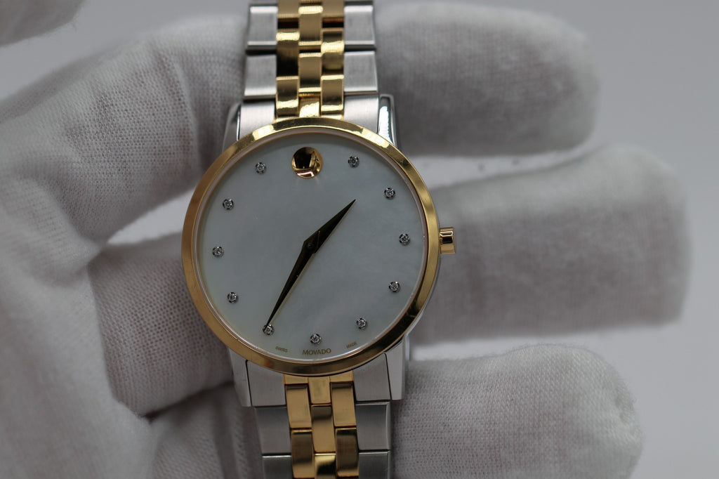 Movado Women's Watch 0607630 Mother of Pearl Diamond Swiss Quartz Two Tone Steel
