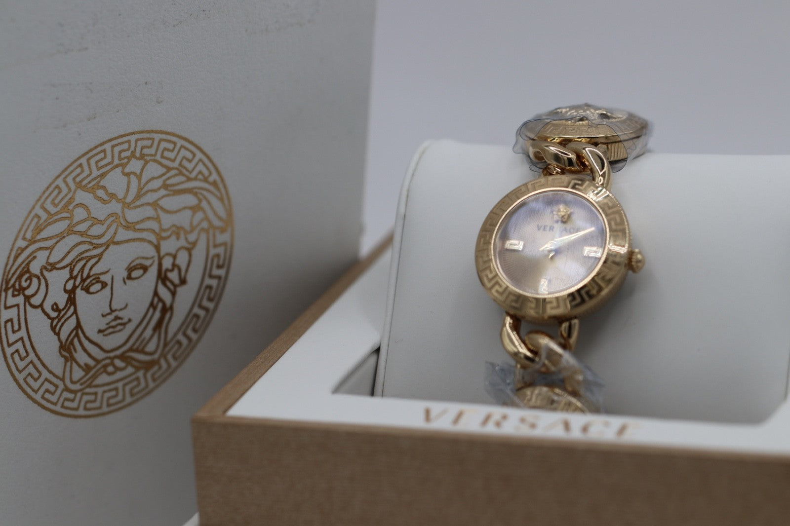 Versace Womens Stud Icon Gold 26mm Bracelet Fashion Watch