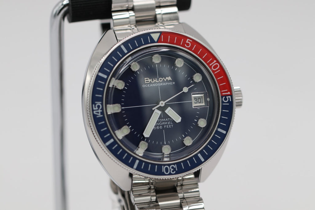 Bulova - Oceanographer, Blue Dial Stainless Men's Automatic Watch 96B477