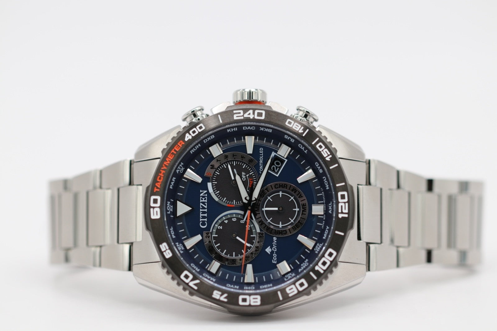 Citizen Eco-Drive CB5034-58L Men's 45mm Atomic S/Steel Chrono Watch