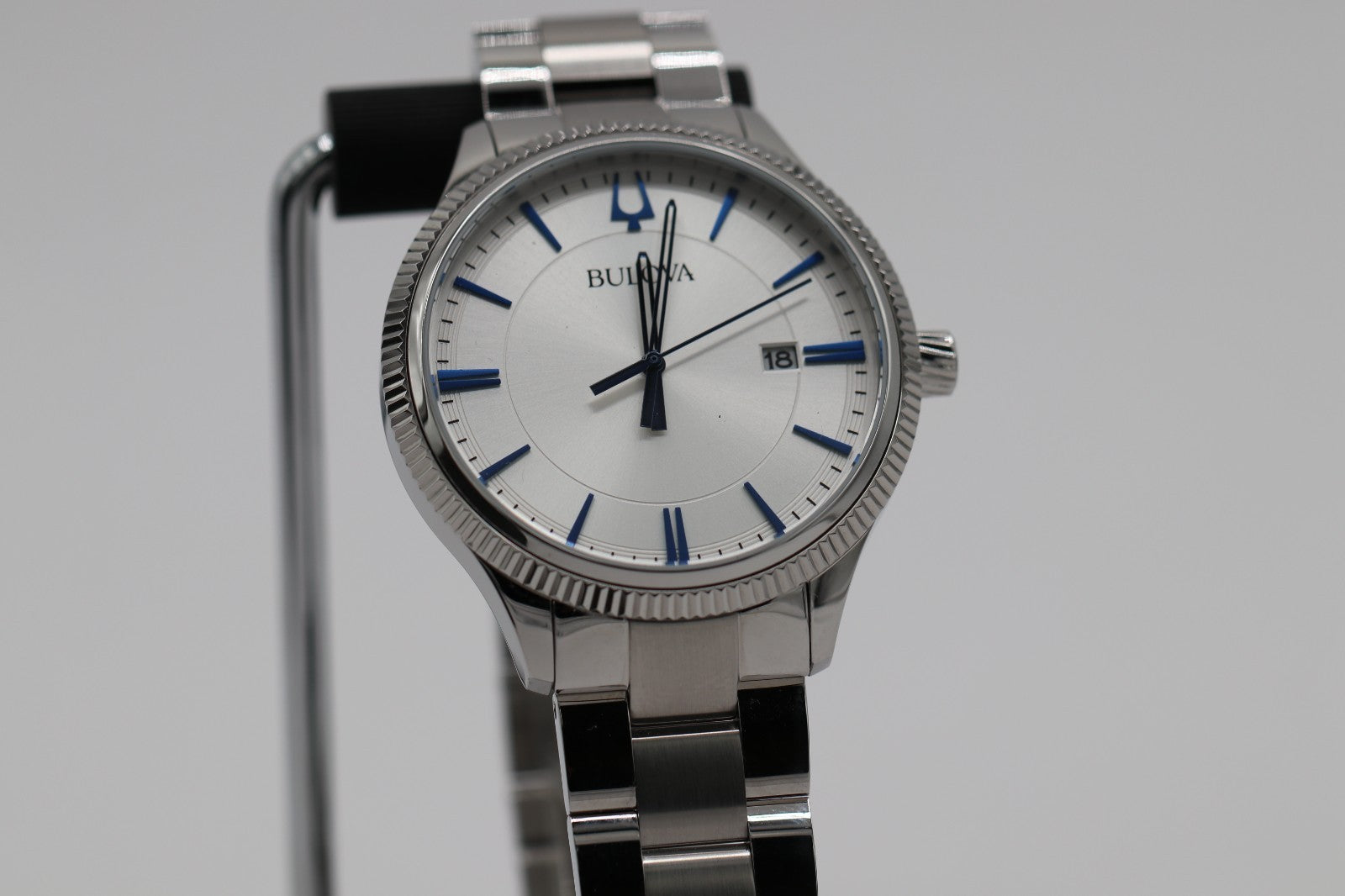 Bulova Men's Silver Dial Stainless Steel Quartz Watch 96B451