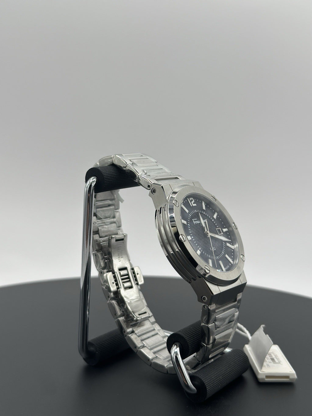 Ferragamo Mens F-80 Stainless Steel 44mm Bracelet Fashion Watch $1,395 Retail