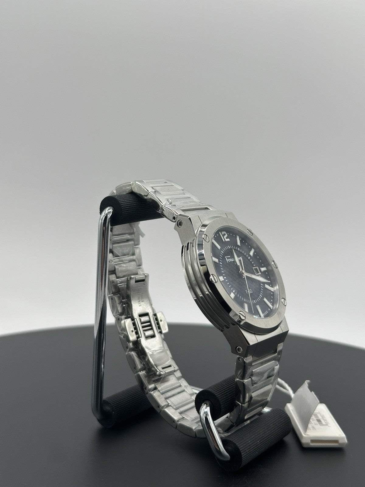 Ferragamo Mens F-80 Stainless Steel 44mm Bracelet Fashion Watch $1,395 Retail