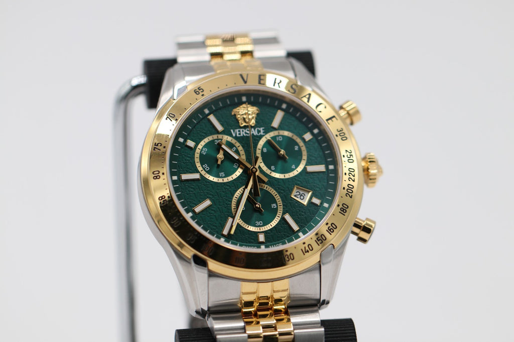 Versace Chrono Master Quartz Watch, PVD Gold, Green, 44 mm VE8R00524