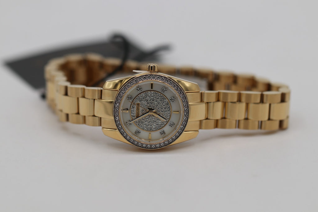 Bulova 98L315 Crystal Pave Gold-Tone Women's Dress Watch - MSRP $249