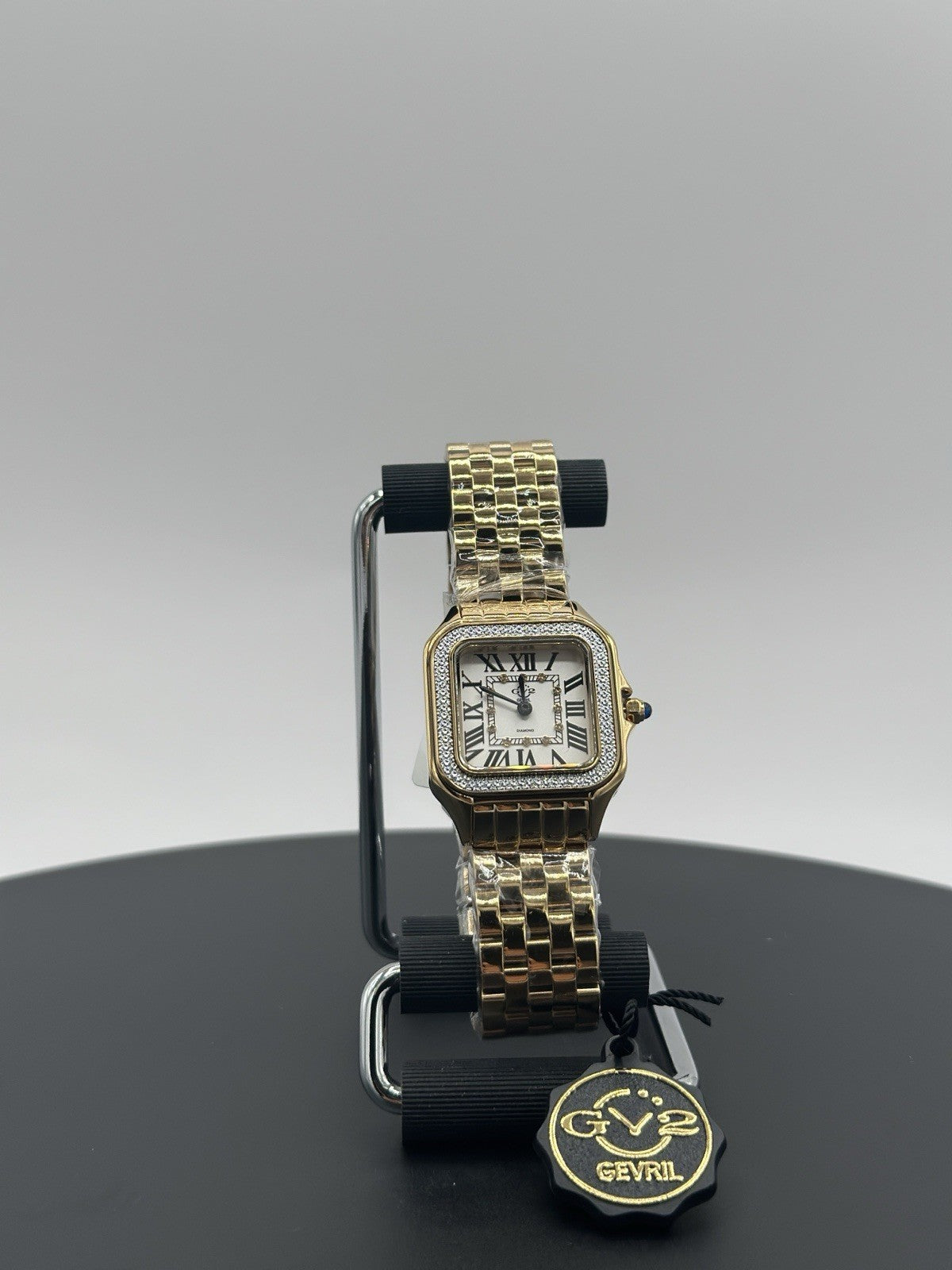 GV2 by Gevril Women's Milan 12112B Swiss Quartz IPYG Gold Steel Diamond Watch