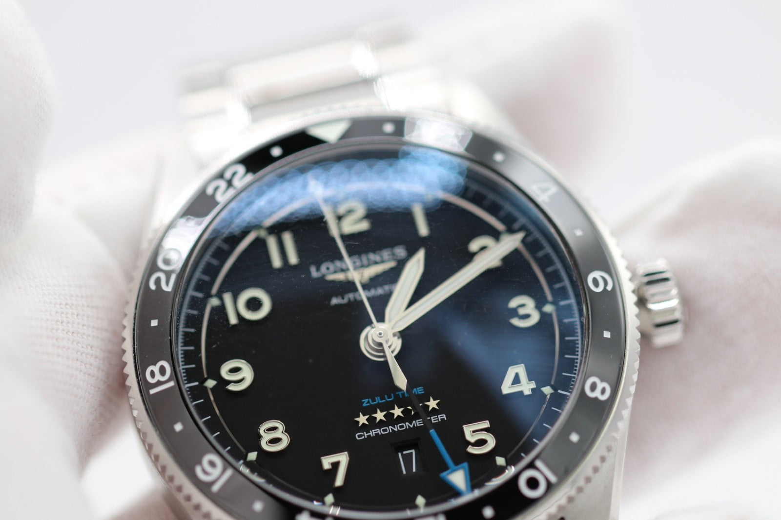 Longines Spirit Zulu Time 42mm Black Dial Steel Men's Watch L38124536